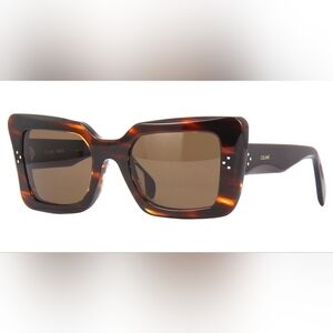 Celine Square Striped Havana Brown Lens Sunglasses